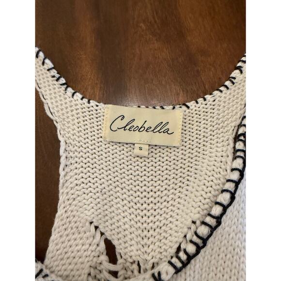 Cleobella Women's Cotton Sleeveless White Knit Casual Boho Blouse Size Small - Picture 3 of 8